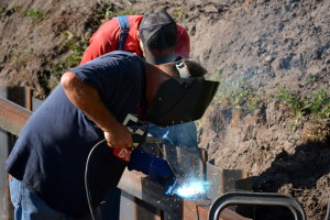 Welding the Sea Wall Cap